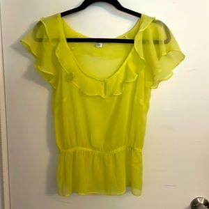 Like new only worn once, sheer blouse, lemon color